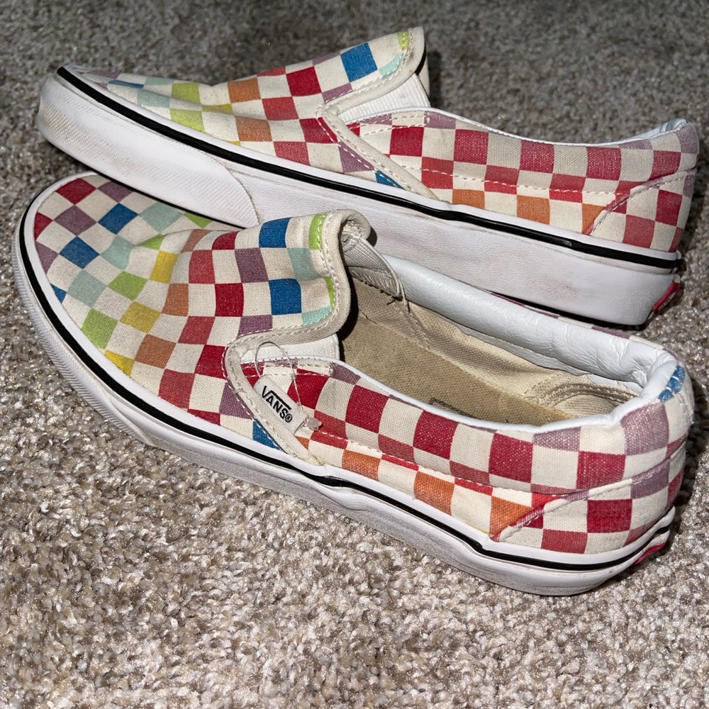 rainbow slip on vans